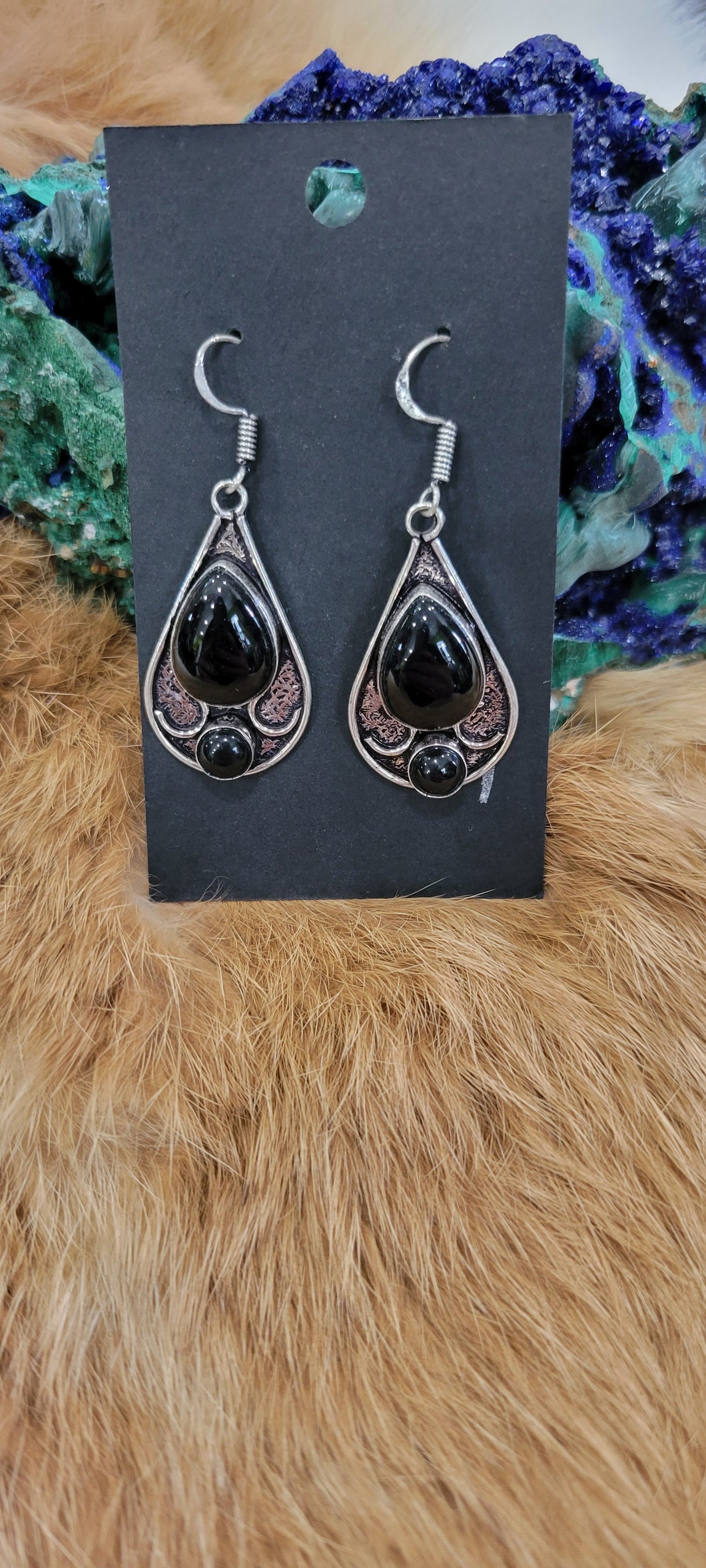 Onyx fashion earrings Sterling silver