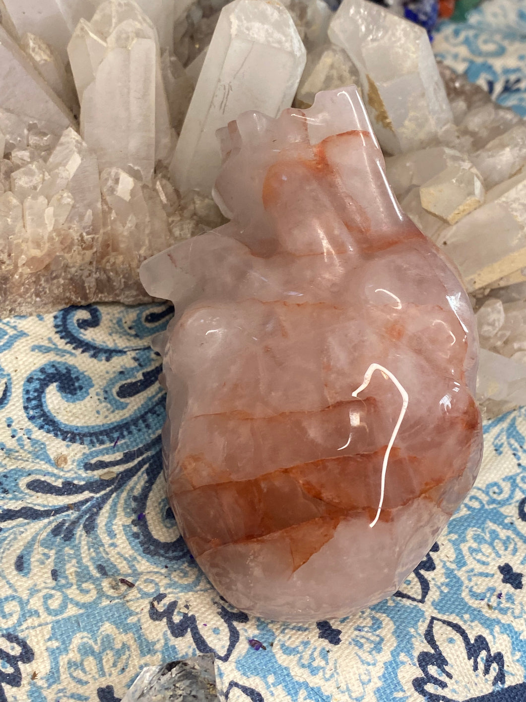 Fire quartz large anatomical heart