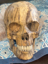 Load image into Gallery viewer, Hand carved tamarind wood and real bone skull
