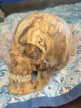 Load image into Gallery viewer, Hand carved tamarind wood and real bone skull
